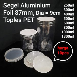 Harga 10pcs Segel Aluminium Foil dia = 87mm toples tabung diameter 9cm