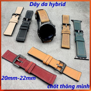 Dây da thật hybrid 20mm 22mm SWASTORE chốt thông minh lót silicon rãnh thoáng khí dây da thật đồng hồ dây hybrid đồng hồ dây da đồng hồ thông minh dây da lót silicon dây da đồng hồ DD01
