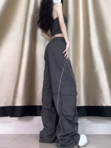 Quần Tây Công Sở Dáng Chữ a Cạp Cao Rộng Rãi Cho Nữ Mùa Thu Quần Ống Rộng Dáng Quả Lê Phong Cách Mỹ Cổ Điển