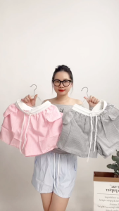 Quần short nữ SAM CLO chất kate mềm form dáng rộng kiểu KẺ SỌC có túi bên hông