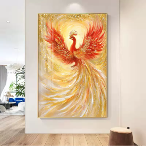 Bức Tranh Ngọc Trai Phong Cách Hiện Đại Đơn Giản Tranh Thêu Chữ Thập Thủ Công Phòng Khách Trang Trí Có Khung Bức Tranh Ngọc Trai Phượng Hoàng Cháy