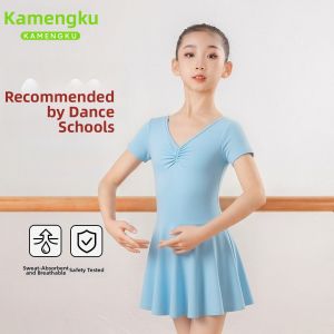 KAMENGKU | New Girls Ballet Practice Wear Blue Ruffle Skirt