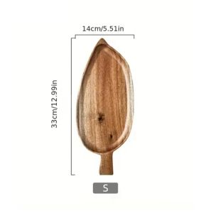 1/2 high-quality solid wood leaf shaped tray waterproof wooden steak sushi grilled meat food Acacia wood tea tray