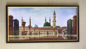 Hiasan Dinding Cetak Gambar Masjid Nabawi plus Bingkai uk:100cm x 50cm