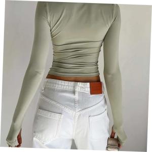 เสื้อยืดคอกลมแขนยาวทรงสลิมฟิตสำหรับผู้หญิง เสื้อยืดแฟชั่น ทรงสลิมฟิต ทรงเข้ารูป สีสันสดใส 100% ผ้าฝ้ายผสมโพลีเอสเตอร์