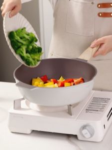 Ecowin Cookware temperature sensitive pot 28/30cm non-stick pot with lid bonus heat indicator frying pan induction non-stick pot and bowl wok casserole cookware tool pot