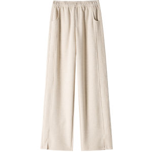 plus Size Fleece Lined Narrow Cut Drapey Wide Leg Pants Womens Autumn Winter Checkered Woolen Trousers High Waist Straight Cut