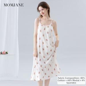 Mom Jane | Pregnant and Breastfeeding Sleepwear Dress with Bra Pads Thin Summer Wearable Exam Dress