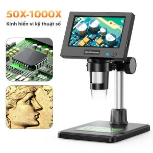 Kính Hiển Vi Kỹ Thuật Số IPS 4.3 Inch Độ Phóng Đại 1000X Camera Điện Tử USB Di Động Dùng Cho Hàn PCB Với 8 Đèn LED Kính Hiển Vi Cầm Tay