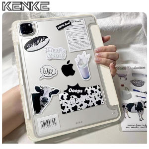 KENKE ipad case HD transparent acrylic case With pen tray for ipad 2024 pro 11 inch Air 6th gen 13 inch pro Air 11 Air 5th gen Air 4th gen case ipad 10th gen pro 12.9（2020/2021/2022）10.2 inch gen 9th 8th 7th case Smart Case-cream white