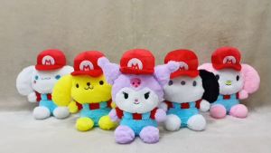 Boneka Sanrio Sit My Melody Kuromi Topi Overall Size 9