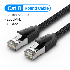 Vention Ethernet Cable CAT8 40Gbps Cotton Braided Network Lan Patch Cord for PC Modem Laptop PS 5/4 Router RJ45 Cable Ethernet