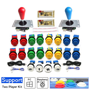 Arcade Zero Delay Kit 2 Player Set Usb Encoder For Pc Rasberry Pi Happ Push Button 8 Way Joystick Game Box Cabinet