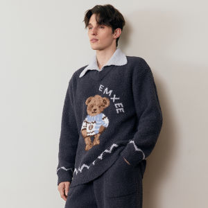Cocoa Bear Avocado Color Thick Winter Womens Pajamas Set