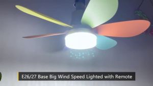 Smart Ceiling Fan with Light Electric Fan with LED Light Silent Fan Modern Design 3 Color Dimmable Crystal Lampshade 40W E27 with Intelligent Remote Control for Living Room Bedroom Kitchen