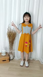 Baju Dress Anak Cewek Perempuan Usia Tanggung Umur 5 6 7 8 Tahun Bordir Jerapah Cute
