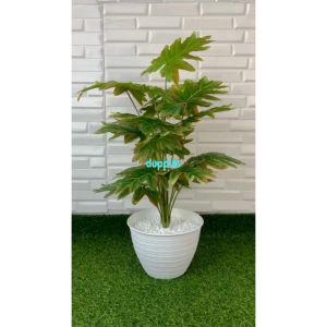 Pohon Hias Tanaman Artificial Monstera Jari Philo Orange X18 Semilatex Pot Tawon Hiasan Dekorasi Ruang Tamu