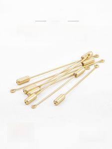 14K Gilded 9 Word Needle Brooch Long Pin Silicone Plug Safety Brooch Handmade DIY Corsage Accessories Material