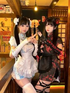 New Chinese Style Cheongsam Dress Halloween Christmas Cosplay Uniform Short Sleeve Maid Uniform Short Flag Robe Daily Wear