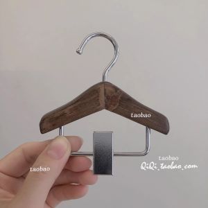 Premium Version Carved Retro Cute Mini Solid Wood Clothes Hanger for Teddy Cat Dog Clothes Pet Care Organizer Storage