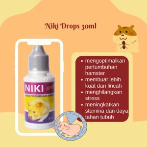 Vitamin Pertumbuhan Hamster Marmot Landak mini NIKI DROPS 30ML
