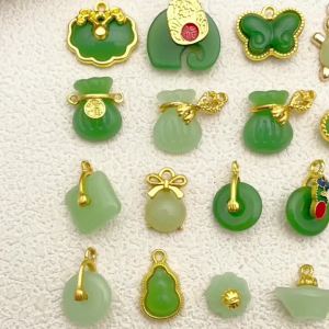 Hợp Kim Hotan Ngọc Phong Cách Quyến Rũ 5 Chiếc/25 Chiếc Để Tự Làm Đồ Trang Sức Làm-Móc Khóa Bông Tai Mặt Dây Chuyền Vòng Tay Vòng Cổ Thời Trang Cổ Điển