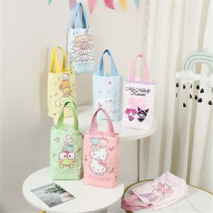 Sanrio Cartoon Canvas Cup Bag Cinnamoroll Water Bottle Storage Cover Lunch Bags Sleeve Tumbler Case Umbrella Storage Bag Water Cup Accessorie