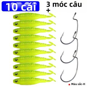 LAKBAT Silicone T-Tail Worm Lures Set 7/13 CÁI Mồi Mềm Có Móc Lệch Tâm Để Câu Cá Nước Ngọt 6.5/7.5/10.5cm