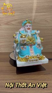 Bộ Tượng Thần Tài - Thổ Địa Phú Quý Gấm [Hợp Mệnh THỦY] - Cao 20cm - TD2506 - Nội Thất An Việt