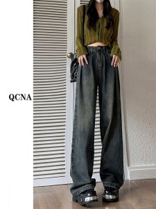 High Waist Wide Leg Jeans Womens Spring Autumn New Style plus Size Loose Slimming Straight Long Pants Cement Grey Denim