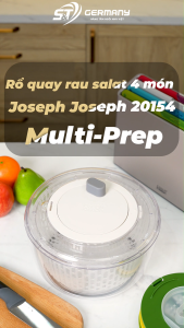 Rổ quay rau salat 4 món Joseph Joseph 20154 Multi-Prep đa năng chính hãng tích hợp nắp cắt thái với 4 đĩa hoán đổi giúp bào sợi thái lát và quay khô rau củ cực nhanh đế chống trượt giúp thao tác an toàn bền bỉ SNTKITCHEN 390021