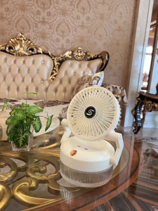 SG【ReadyStock】 Desktop Fan Folding Design Automatic Safety Power Off Desktop Fan -20℃ Ultra Cooling Performance 7.5W Brushless Motor Humidifier Spray Strong Wind