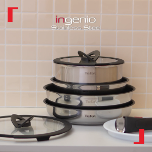 Tefal Ingenio Stainless Steel Sets- Edition (3pc) L897S3/Effective (6pc) L89796/White Gold Edition (8pc) L895S8