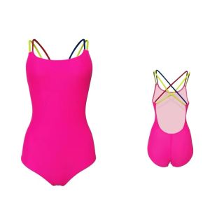 Two Layer Multi-Color Strap Triangle One-Piece Sport Swimwear No Padding