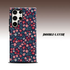 BILIBILI | Navy Tiny Rose For Samsung Galaxy S26 S25 S24 A56 A36 Dual Layer Luxury Fashion Full Lens Protective Case