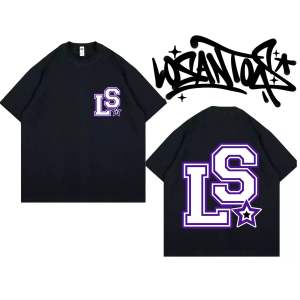 Kaos Pria lengan pendek losantos Logo LS Purple Free sticker