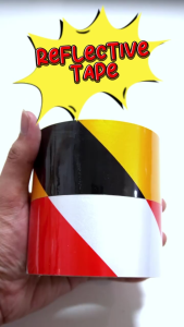 Reflective Tape Striped Black/Yellow & Red/White – 50mm x 10m Safety Signage Tape Decal