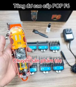 POP F6 Tông đơ cắt tóc lưỡi kép cao cấp công suất 10W màn hình LCD hiển thị pin thời gian sử dụng 180 phút phù hợp cho gia đình salon