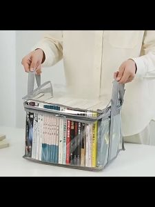 Transparent PVC Storage Bag Portable Handle Clear Pouch Foldable Book Toy Organizer Waterproof Zipper Large Capacity