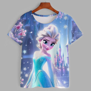 Hasbro | Frozen Elsa Princess 3D T-shirt Casual Boys and Girls Childrens Cartoon Top 2026 Summer Edition