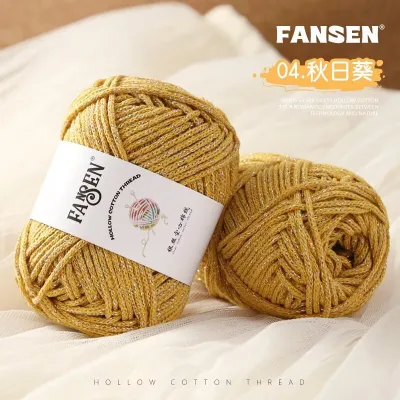 Shiny Silver Hollow Cotton Yarn Ball Hand Knitting DIY Material Kit Crochet Hook Scarf Sweater Hand Woven Yarn Ball
