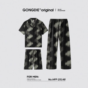 GONGDIE | Summer Full Print Outwear-Suitable Pajamas for Young Men Large Size 3 Sets