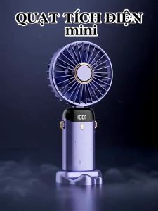 Quạt tích điện cầm tay mini dung lượng pin khủng 10.000 mAh 5 Tốc Độ Gió Xoay Linh Hoạt 90 độ
