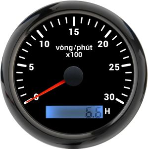 85mm Xe Ô Tô Thuyền Máy Đo Tốc Độ 0-3000PRM Với 7 Màu Đèn Nền Kỹ Thuật Số Đồng Hồ Đo Giờ Thép Không Gỉ + Kính 12/24V