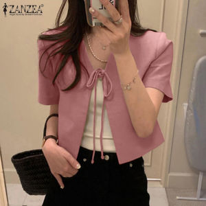 ZANZEA Korean Style Women's Temperament Lace-Up Suits Office Work Short Sleeve Blazer 10
