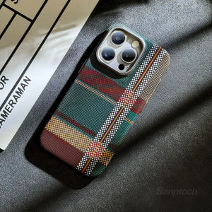 Sanptoch For Magsafe Carbon Fiber Texture Phone Case For iPhone 16 / 15 / 14 / 13 / 12 Pro Max Matte Pixel Mountain Shockproof Hard Cover For iPhone 16 Pro Max Skin-friendly Protection Casing