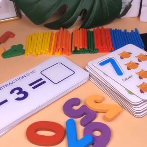 Montessori Wooden Math Sticks Set for Early Education - Spelling, Number Cognition, Addition, and Subtraction - 0.5g Net Weight - #202 and #204 Included