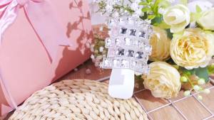 Wall Fragrance Plug in with Night Light Compatible with Bath & Body Works WallFlower Fragrance Wall Plug Essential Oil Diffuser with Nightlight for Home Office (Irregular Rhinestone White)