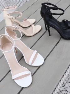 2025 ฤดูร้อนใหม่ รุ่น968 สีทึบ รองเท้าส้นสูงผู้หญิง รัดข้อเท้าส้นเข็มเรียบง่ายและใจกว้าง แบบเซ๊กซี่เบาๆ สูง9cm ไซส์ 35-42 ทรงสวย เรียบหรู