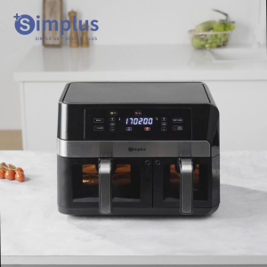 SimplusPink Air Fryer Dual Baskets 10L Ultra Large Capacity LCD Screen 11 Preset Programs Viewing Window KQZG020